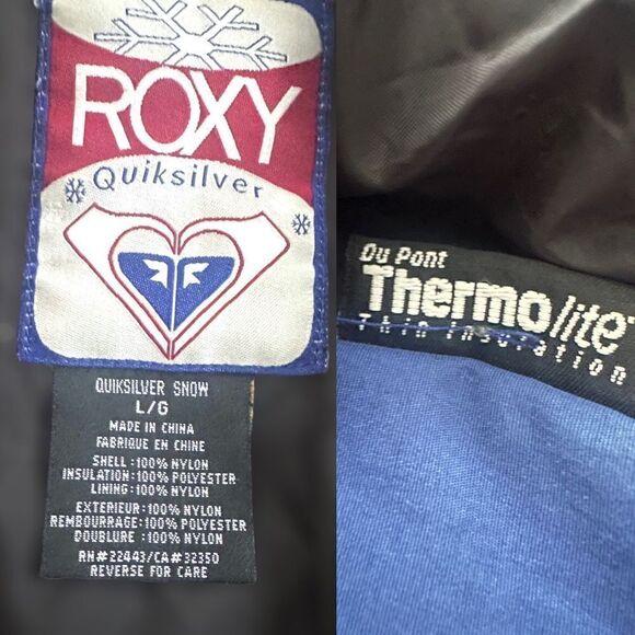 Y2K Roxy x Quicksilver Color Block Winter Snow Snowboarding Ski Jacket- Size L - Picture 11 of 15